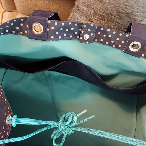 Thirty One Navy Dancing Dot Life is Lovely Soft Utility Tote bag NWT - Picture 11 of 14